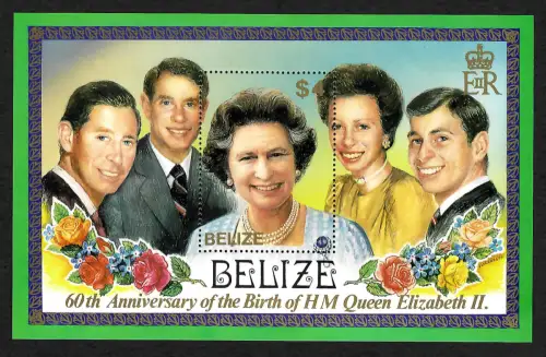 Belize: 60th Anniversary of the Birth of HM Queen Elizabeth II, postfrisch