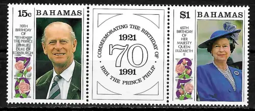 Bahamas 1991: 700th Birthday of HrH Prince Philip Duke of Edinburgh, postfrisch