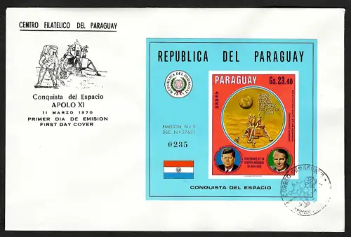 Paraguay 1970: John F. Kennedy, Wernher von Braun, Block #137 auf FDC