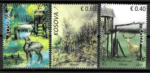 Kosovo 2019: Nationalpark Blinaja, 3x Marken postfrisch