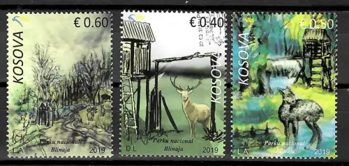 Kosovo 2019: Nationalpark Blinaja, 3x Marken, gestempelt