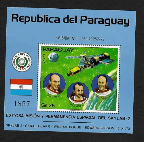 Paraguay 1973: Weltraumstation Skylab 2, Block #222, postfrisch