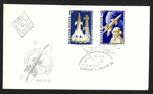 Ungarn 1961: Juri Gagarin, #1753-1754B, FDC