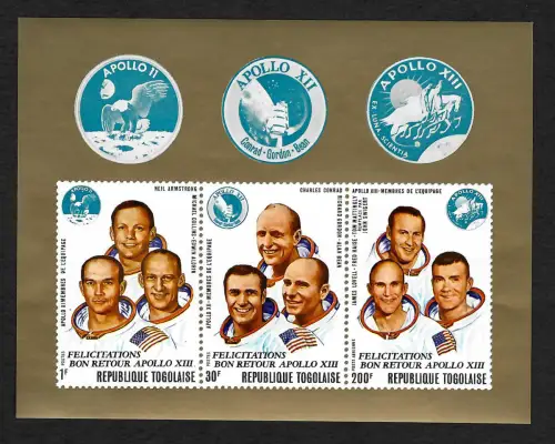 Togo 2019: Weltraumprogramm Apollo, Block #50B, Aufdruck Apollo 13, postfrisch