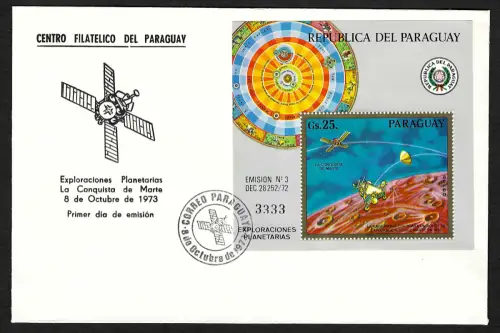 Paraguay 1973: Erforschung des Mars, Block #209 FDC