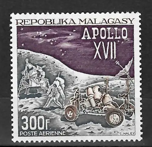 Madagaskar 1973: Apollo XVII, Mondfahrzeug, postfrisch