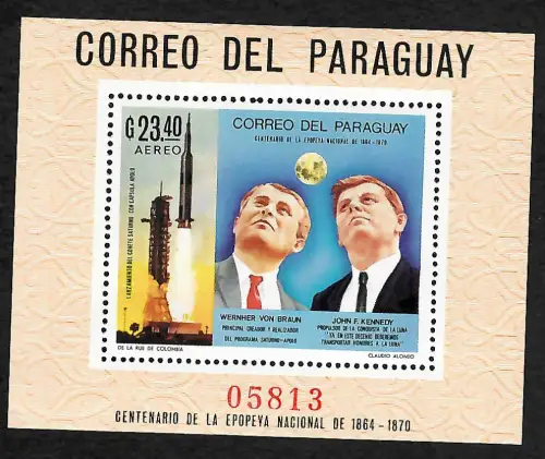 Paraguay 1969: Kennedy und das Apollo Programm, Block #124 postfrisch