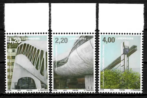 Luxemburg 2012: Architektur und Mobilität, postfrisch, #1949-1951