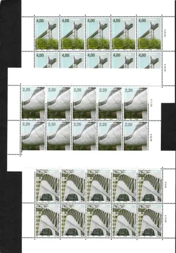 Luxemburg 2012: Architektur und Mobilität, postfrisch, Kleinbögen #1949-1951