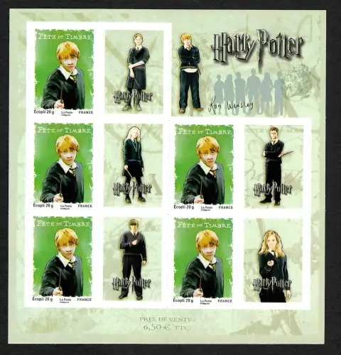 Frankreich 2007: Harry Potter, Ron Wasley, Kleinbogen #4025, postfrisch