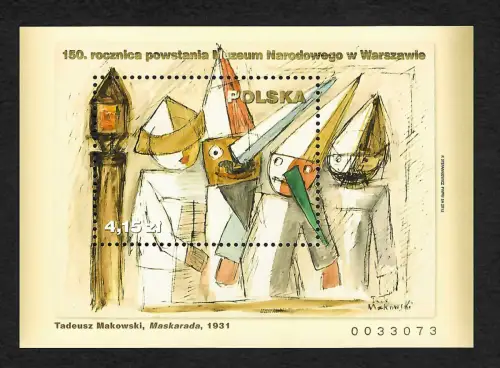 Polen: 150 Jahre Nationalmuseum Warschau, Block #206, postfrisch