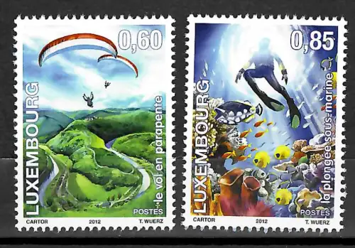 Luxemburg 2012: Fund & Liberty, le vol en parapente,  #1947-1948