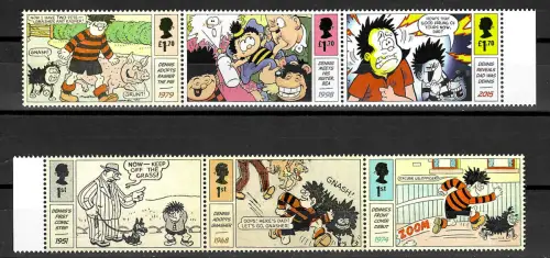 GB 2021: Dennis und Gnasher, 6 Marken, postfrisch
