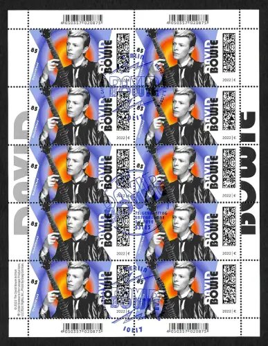 Bund 2022: David Bowie, Kleinbogen, Sonderstempel Ersttag