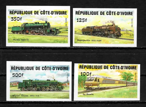 Elfenbeinküste 1984: Historische Lokomotiven, Dampflokomotiven, #826-829B, **