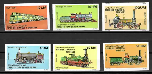 Mauretanien 1980: Historische Lokomotiven, Dampflokomotiven, #704-709, **