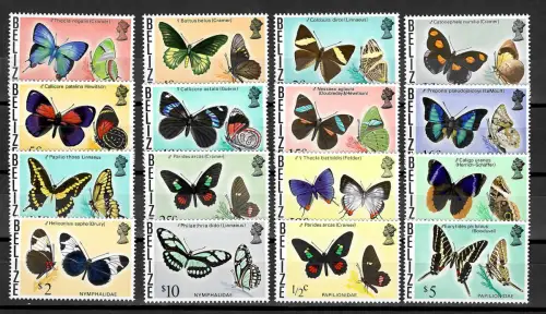 Belize: Zauberhafte Schmetterlinge, Butterfly, Papillion, #330-345, postfrisch