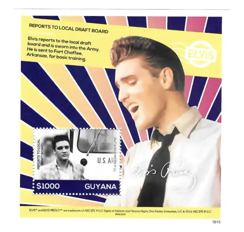 Guyana 2016: Elvis Presley, reports to local draft Board, postfrisch