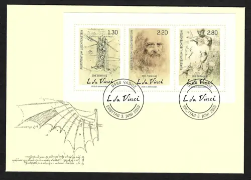 Liechtenstein 2019: Leonardo da Vinci, FDC