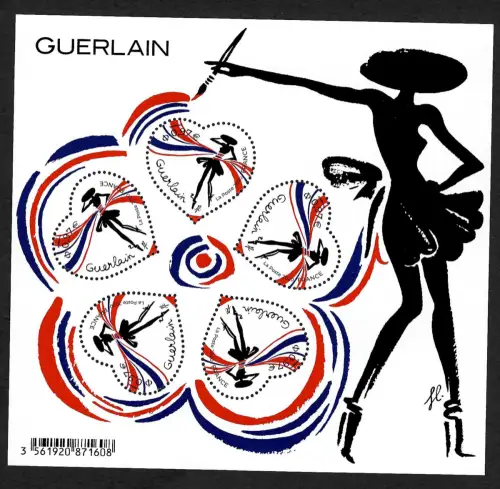 Frankreich 2020: Guerlain, Valentinstag, Block mit Herzen postfrisch