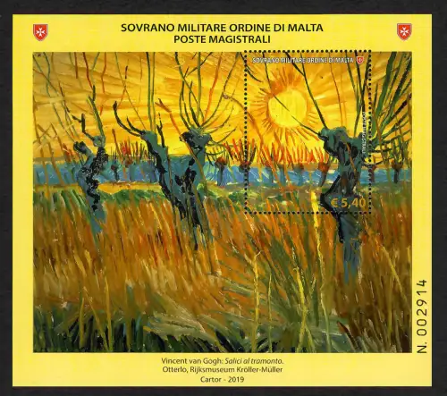 Malteser Orden 2019: Vincent van Gogh: Salici al tramonto, postfrisch