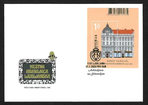 Slowenien 2020: Architektur Stadtsparkasse Ljublijana, FDC