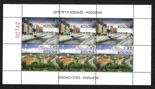 Kosovo 2020: Städte von Ksovo: Podujeva, Block postfrisch
