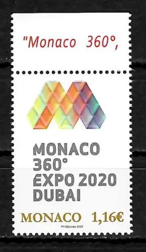 Monaco 2020: EXPO 2020, Dubai, postfrisch