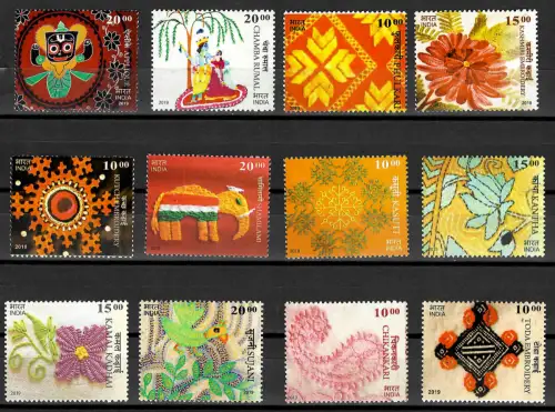 Indien 2019: Indische Stickereien, postfrisch