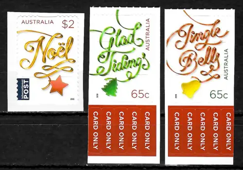 Australien 2018: Weihnachten, 3 Briefmarken postfrisch, **