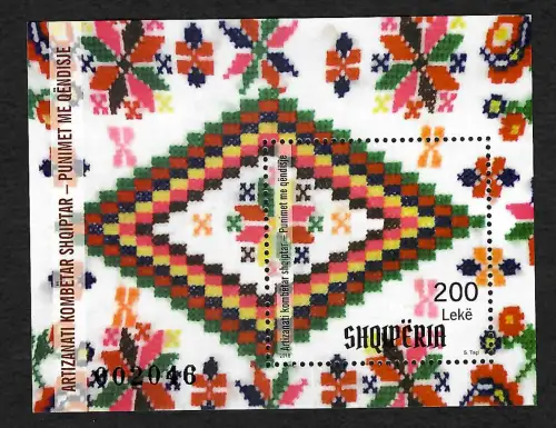 Albanien 2018: Albanische Handwerkskunst, Stickereien, postfrisch