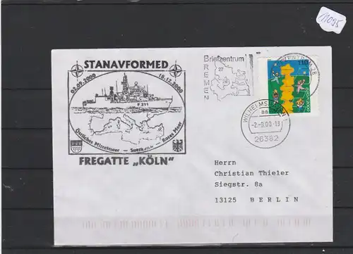   Brief  mit Schiffsstempel     Fregatte  KÖLN    Stanavformed  12/2000