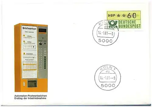 BUND 1981 ATM Nr 1 Versuchsstandort FDC ME 20.- (55490)