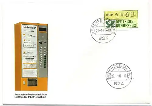 BUND 1981 ATM Nr 1 Versuchsstandort FDC ME 15.- (55483)