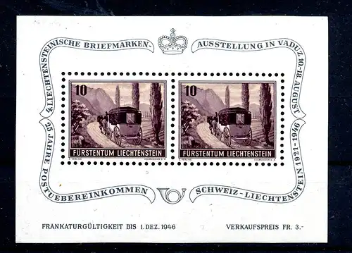 LIECHTENSTEIN 1946 Bl.4 postfrisch (220362)