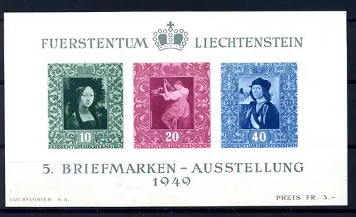 LIECHTENSTEIN 1949 Bl.5 postfrisch (220375)