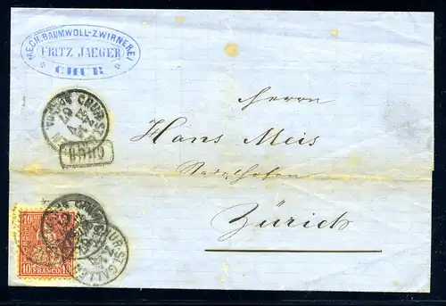 SCHWEIZ 1867 Nr 30 auf Brief (221040)