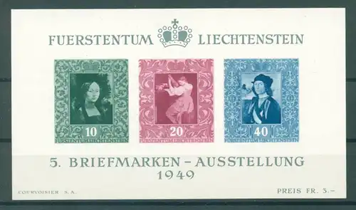 LIECHTENSTEIN 1949 Bl.5 postfrisch (223186)
