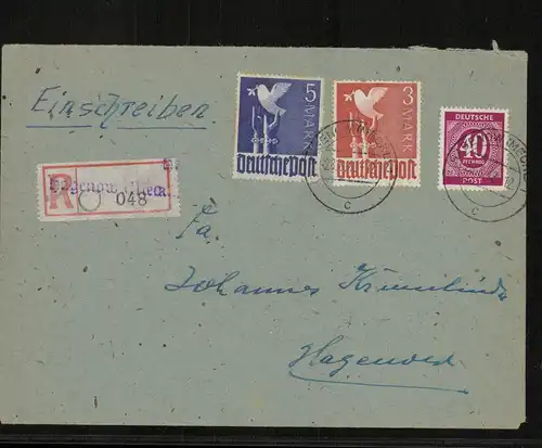 SBZ Zehnfachfrankatur-Brief mit u.a. Nr 962 gestempelt (213980).