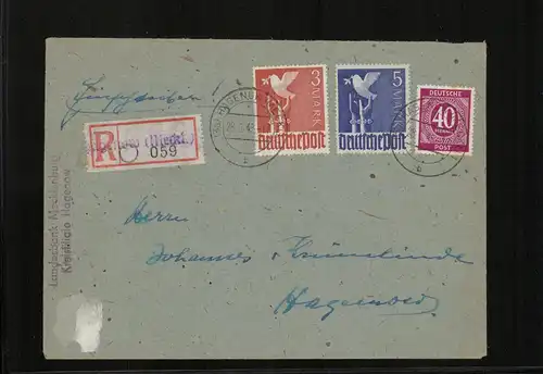 SBZ Zehnfachfrankatur-Brief mit u.a. Nr 962 gestempelt (213982).