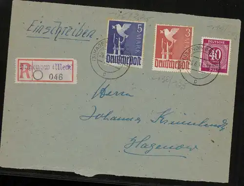 SBZ Zehnfachfrankatur-Brief mit u.a. Nr 962 gestempelt (213988).