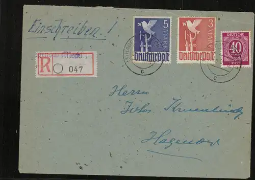 SBZ Zehnfachfrankatur-Brief mit u.a. Nr 962 gestempelt (213991).