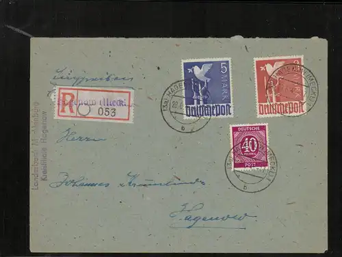 SBZ Zehnfachfrankatur-Brief mit u.a. Nr 962 gestempelt (213993).