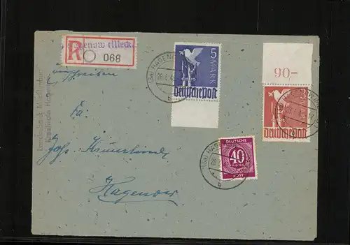SBZ Zehnfachfrankatur-Brief mit u.a. Nr 962 gestempelt (213995).