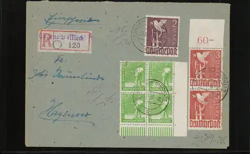 SBZ Zehnfachfrankatur-Brief mit u.a. Nr 961 gestempelt (214003).