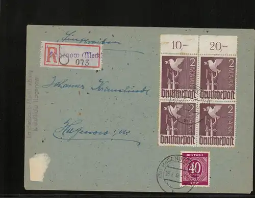 SBZ Zehnfachfrankatur-Brief mit u.a. Nr 960 gestempelt (214004).