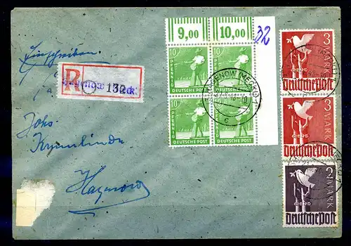 SBZ Zehnfachfrankatur-Brief mit u.a. Nr 961 gestempelt (219220).