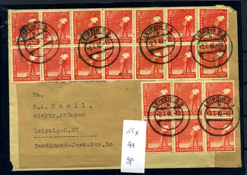 SBZ Zehnfachfrankatur-Brief mit Nr 945 MEF gestempelt (219303).