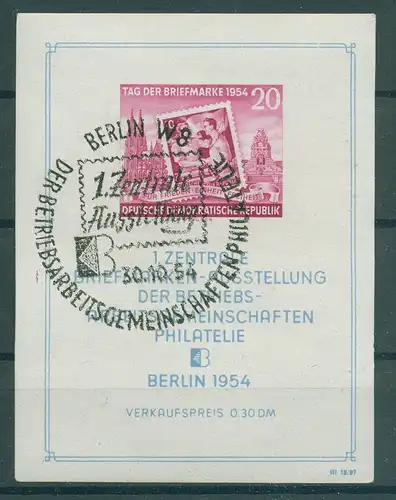 DDR 1954 PLATTENFEHLER Block 10XII II gestempelt (228264)