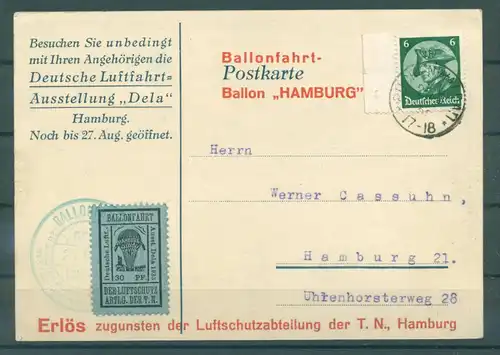 DEUTSCHES REICH 1933 Halbamtl. Flugmarke Nr 21 Postkarte (222211)